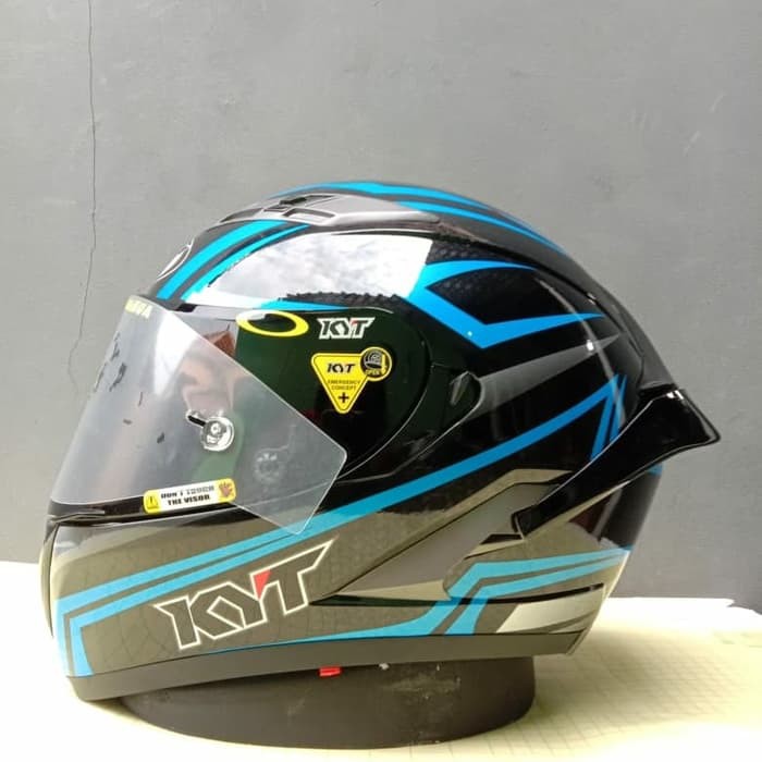 Helm KYT Falcon 2 Carbon Black Blue Dark Flat Visor
