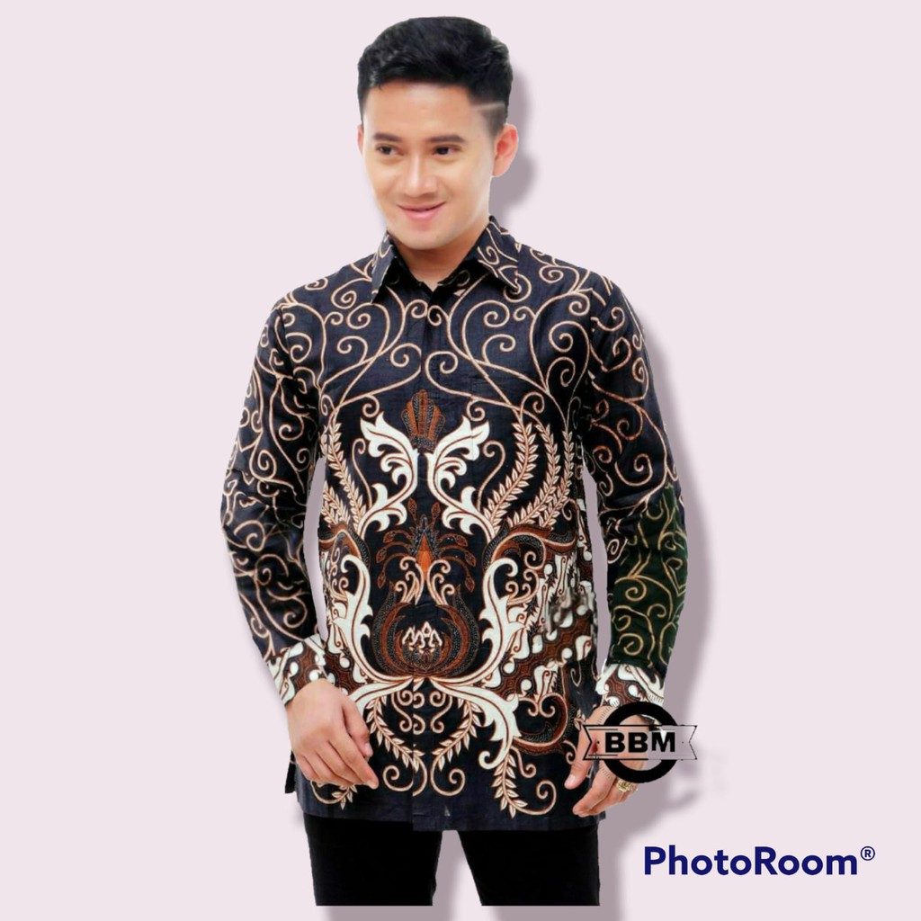 BATIK PRIA SIZE M L XL XXL  BSWART BatiK HRB026 Kenongo Hem Panjang Padi