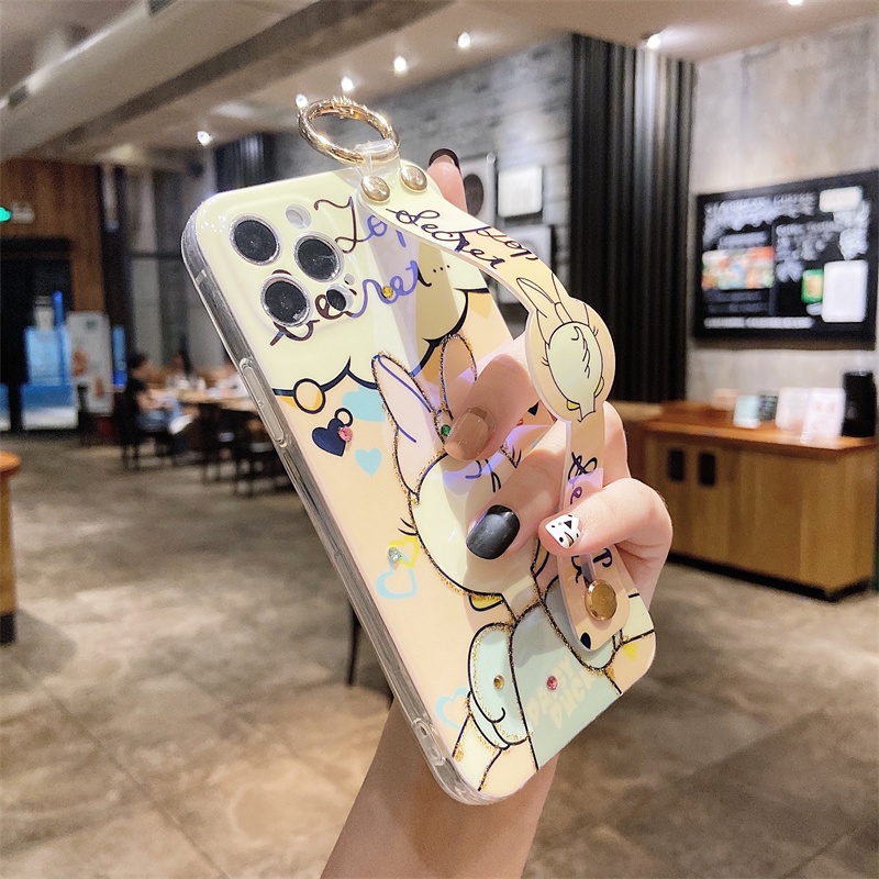 Cartoon wrist strap for case iphone 12 pro max 12mini 11pro max X/Xs max XR 7/8/se2020 7plus/8plus Minnie Desi all-inclusive anti-fall soft casing iphone