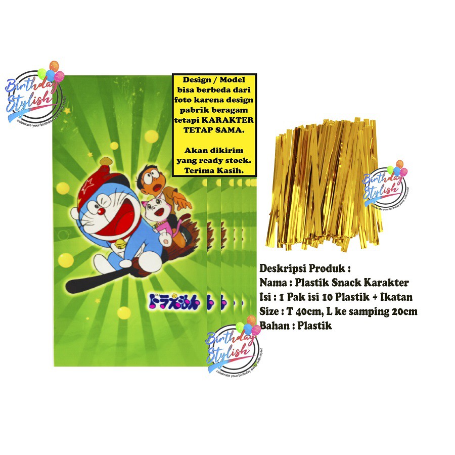 

Plastik Karakter Doraemon Sedang/ Plastik Snek Ultah Doraemon/ Plastik Doraemon Sedang Isi 10 Pcs