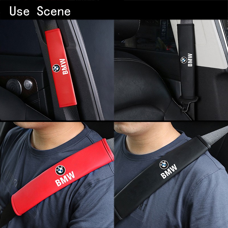 Car Seat Belt Cover Universal Leather Safety Belt For Cars Auto Shoulder Protector Strap Pad Cushion Cover For F30 E46 F10 E90 G20 E36 E39 E30 G30 E92 F20 X6 X1 X5 Z4 M3 X3 X4 5 7 Series 320I 218I 520I 530I 528I M2 730LI 740LI