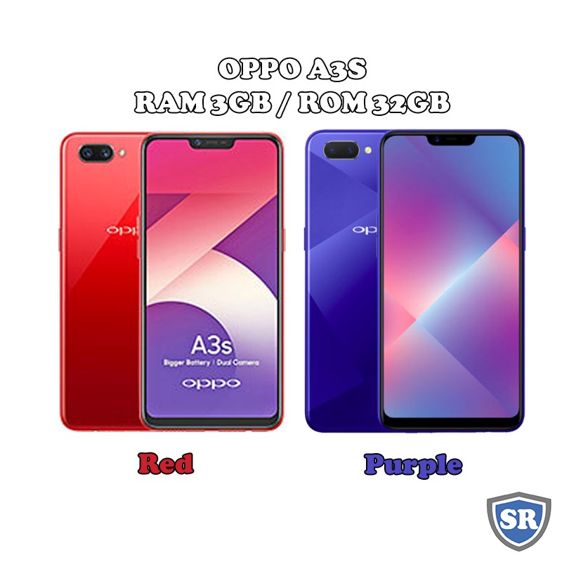 Oppo A3S - RAM 3GB ROM 32GB (3/32) - Red / Purple - Baru NEW - Resmi