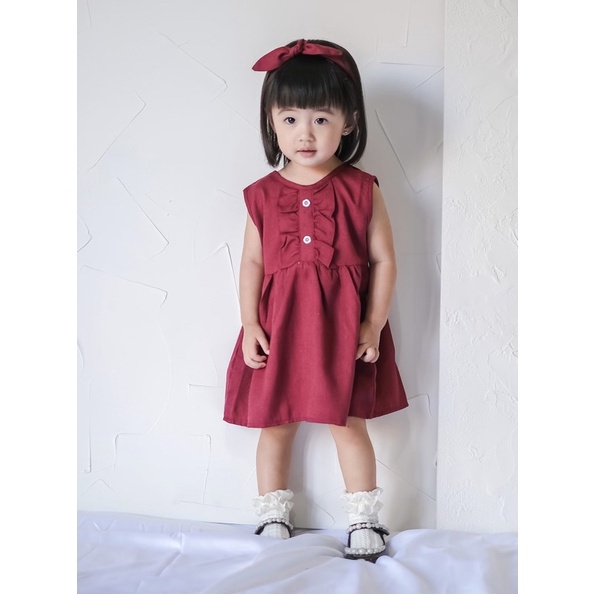 6-18bln DRESS BAYI JENNY + HEADBAND Premium by Baju Anak Kanaya