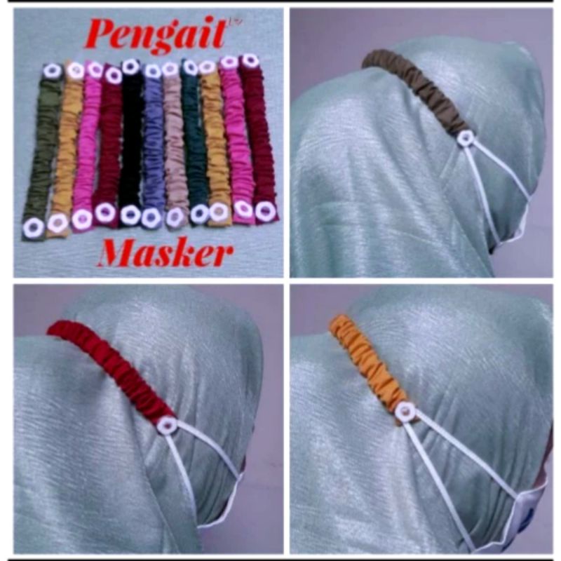 Konektor masker/pengait hijab polos/motif