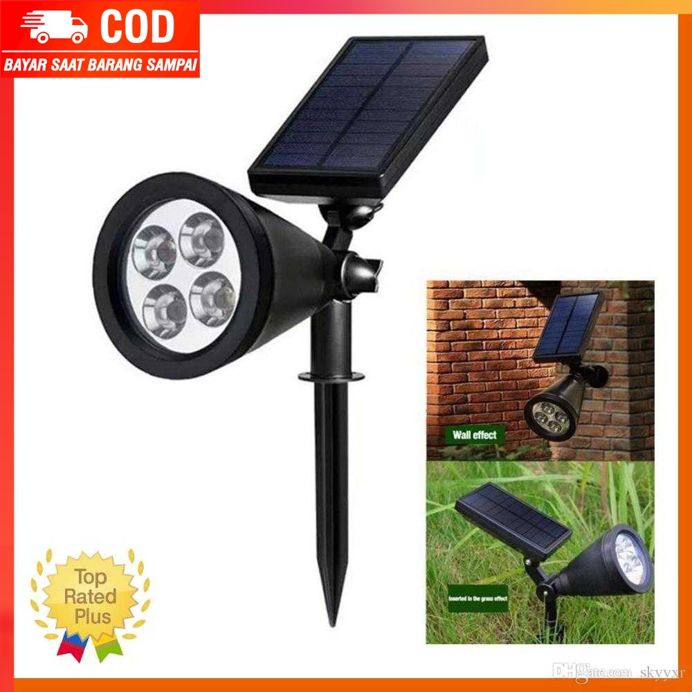 (100% BARANG ORI) Lampu Taman Energi Solar Panel 4 LED