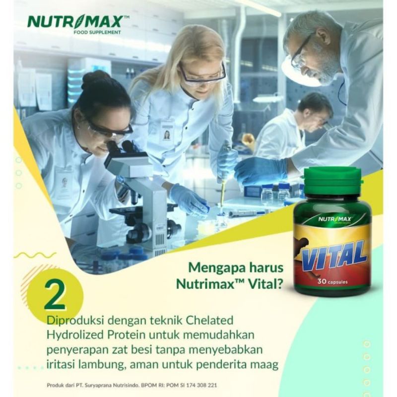 NUTRIMAX VITAL VITAMIN IRON ZAT BESI PENAMBAH DARAH ANEMIA ANTIBODI SERING PUSING NGANTUK 30