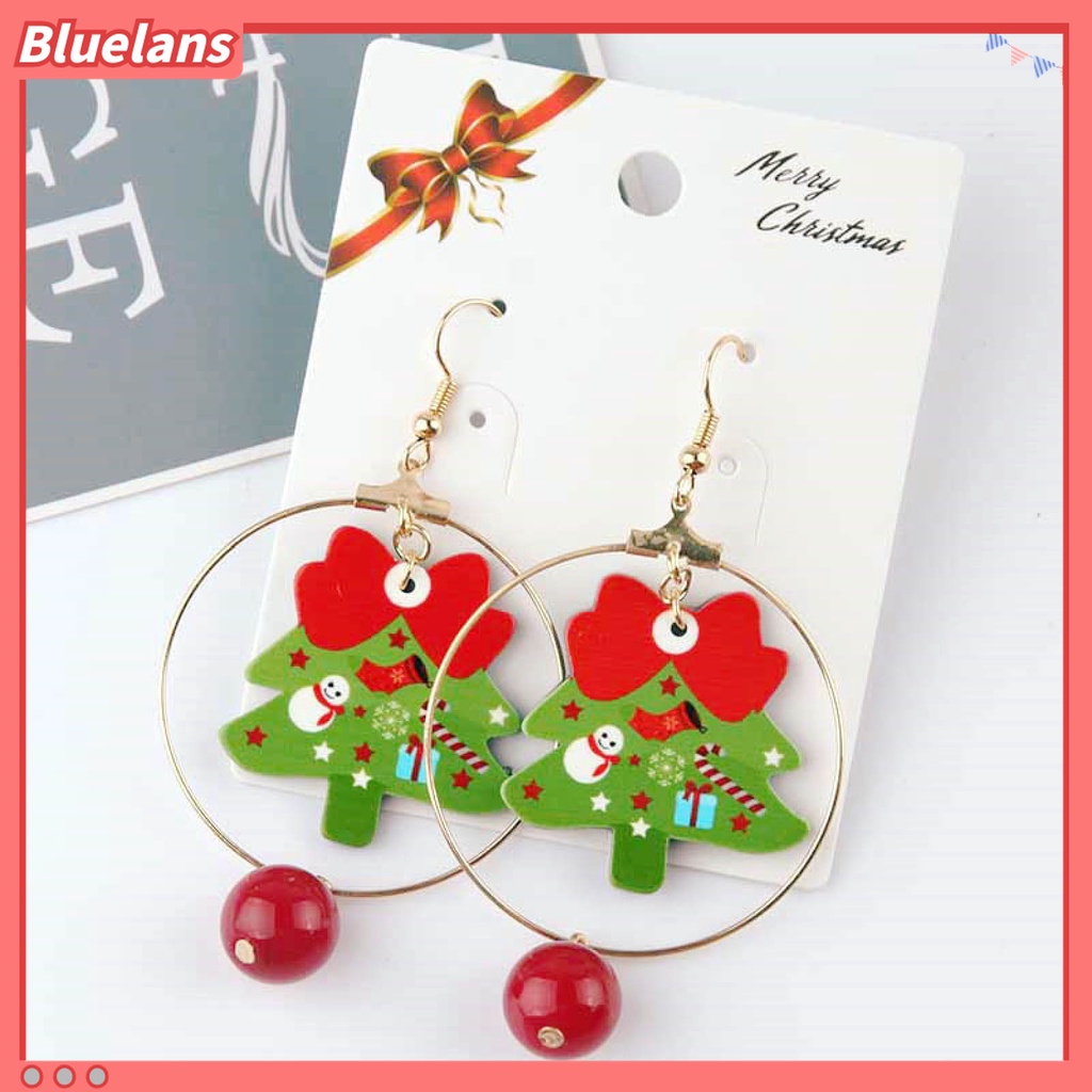 1 Pasang Anting Hoop Desain Snowman Natal Bahan Alloy Untuk Anak Perempuan