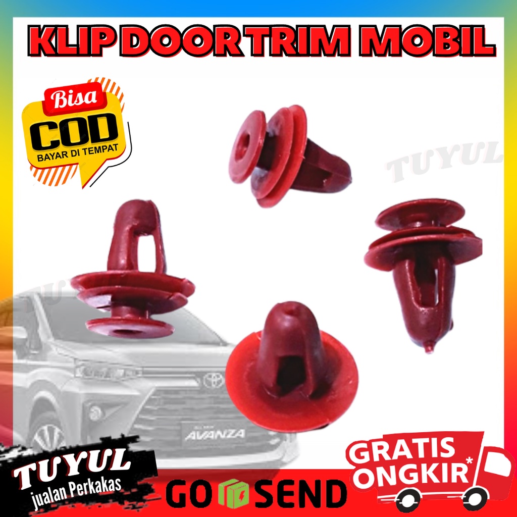 Klip Kancing Baut Door Trim Merah Universal Panel Pintu Toyota Hardboard Harbot Bekleding