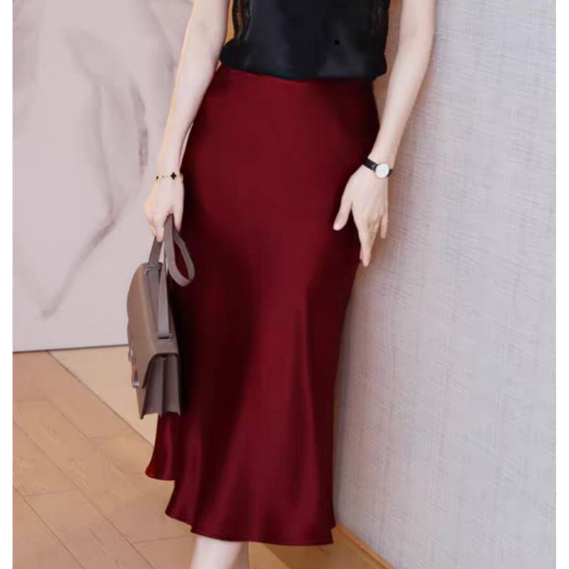 MDLV ~ 7884 Genevieve Midi Skirt Premium Women Satin Skirt Rok Midi Satin Rok Premium Rok Satin Best seller Fashion Import