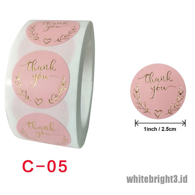 ❤White3 Warna Putih❤ 500pcs Stiker label Segel Tulisan Thank You Warna Pink