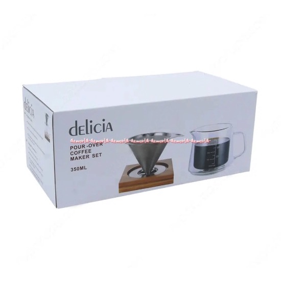 Delicia Four Over Coffee Dripper Set 350ml Alat Pembuat Kopi Seduh Manual Dengan Saringan Kopi Corong Drip