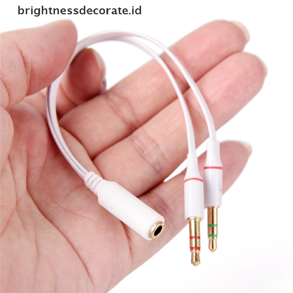 [birth] 3.5mm Female To 2 Male Y Splitter Aux Audio Cable PC Headphone Earphone Mic Jack [ID]