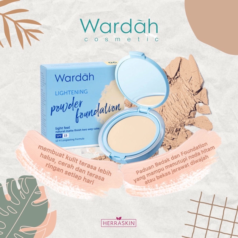 Wardah Lightening Light Feel Powder Foundation Two Way Cake with UV Protection