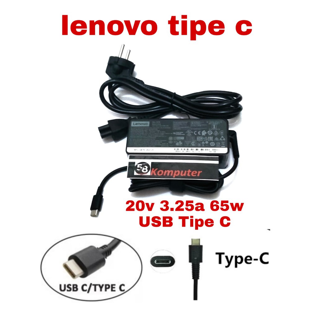 Adaptor Charger Laptop Lenovo Yoga C740 C930 C940 S730 IdeaPad 730s 20V 3.25A 65W USB-C Type C