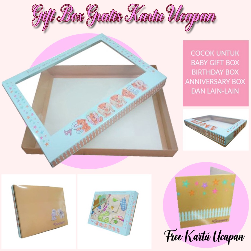 

Gift Box Exclusive / Kotak Kado Hadiah Baju Mainan Gratis Kartu Ucapan Bron
