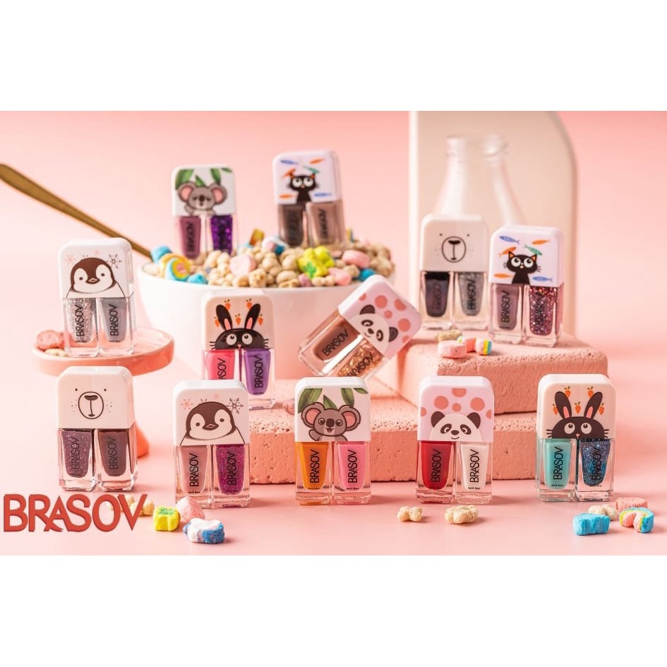 [12 PCS] KUTEK BRASOV 2in1 PERBOX ISI 12 PASANG ORIGINAL BPOM - NAIL POLISH 2 IN 1 BRASOV ISI 12PCS