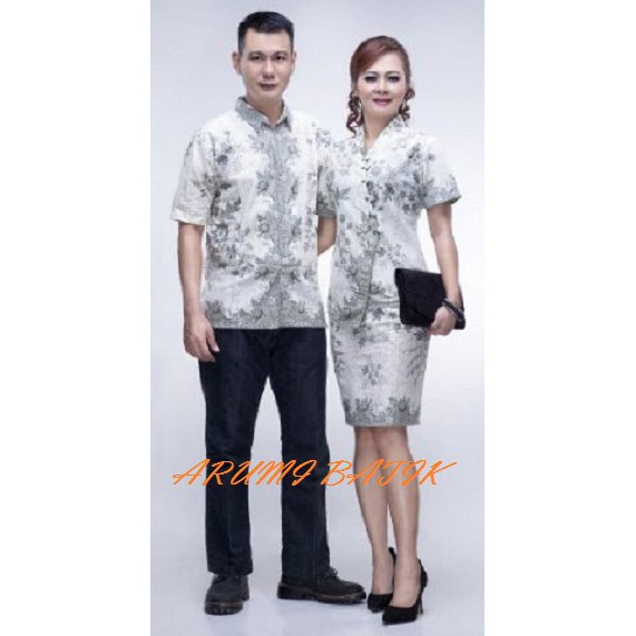 PROMO Sarimbit Pasangan Couple Setelan Blouse Rok Seragam Batik 1773 Hijau