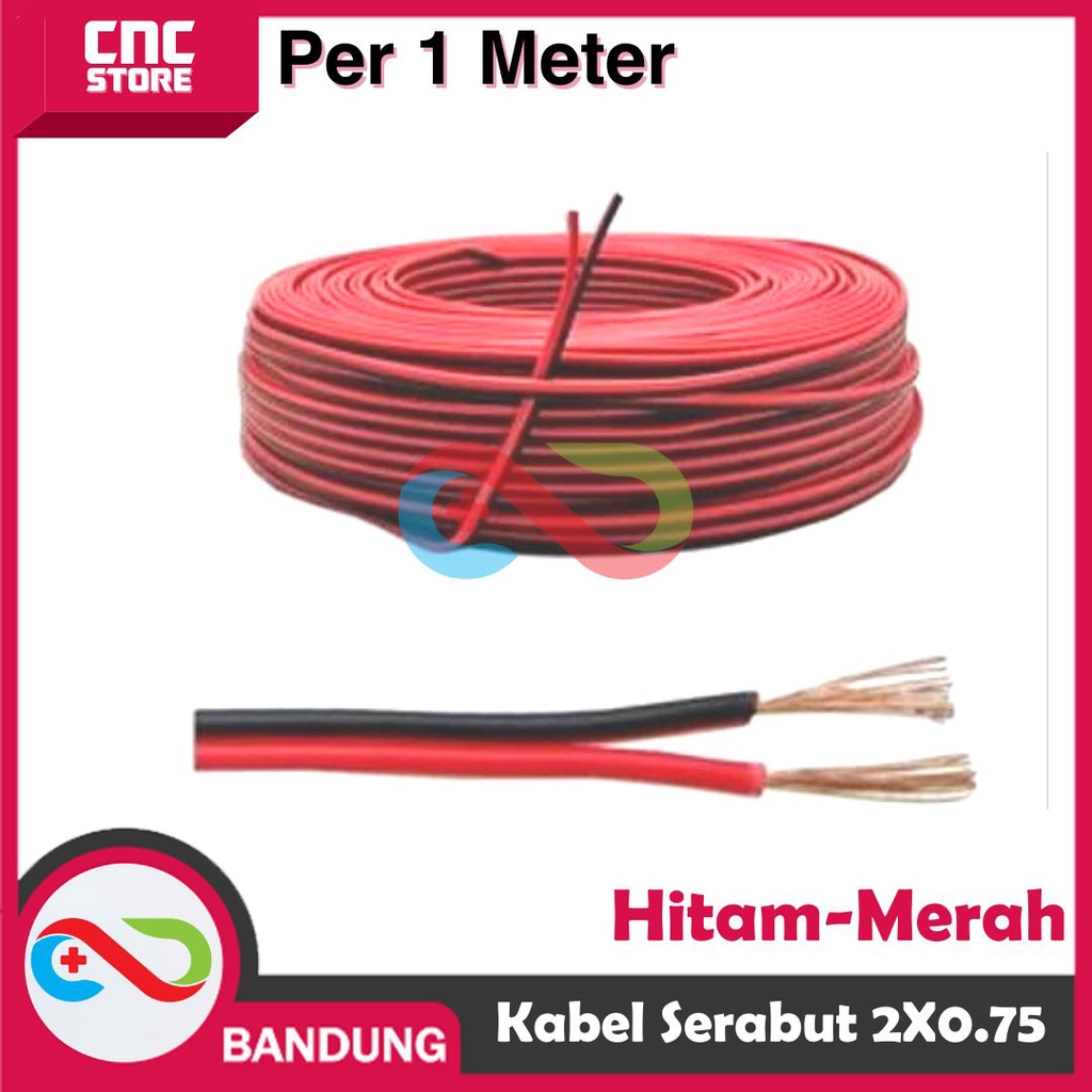 KABEL SERABUT MERAH HITAM 2*0.75MM 300V PER 1 METER