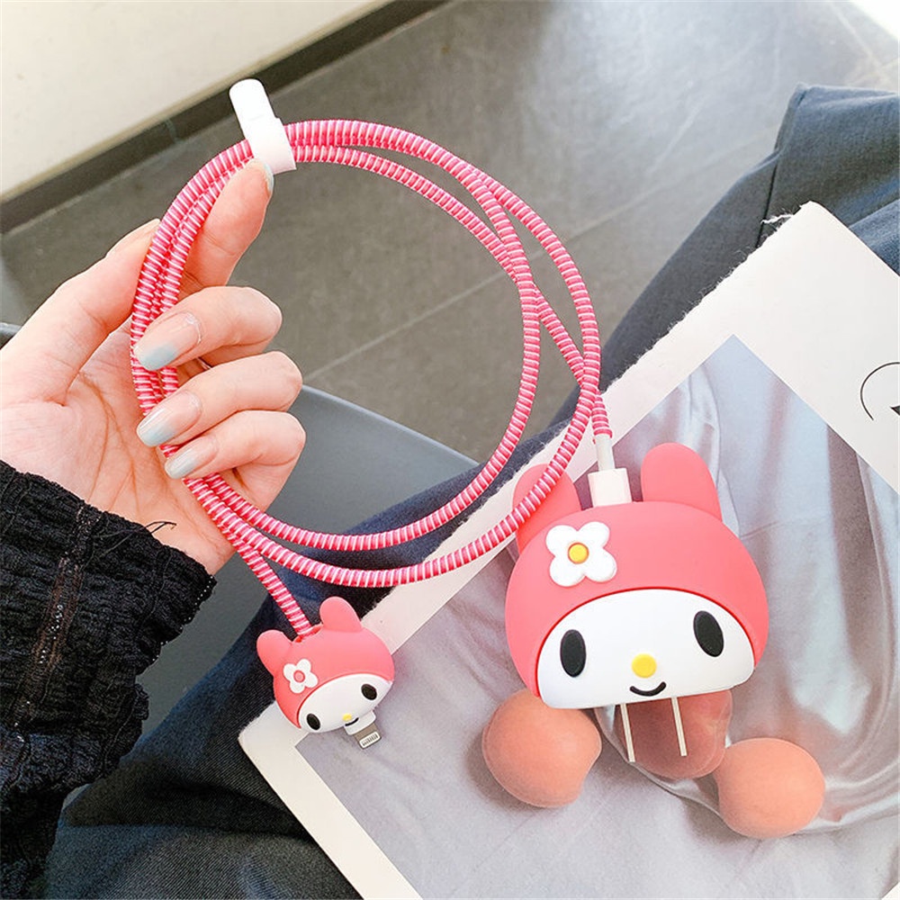 【COD Tangding】Pelindung Kabel Charger Bahan Silikon Motif Kartun 18W / 20W Untuk IPhone