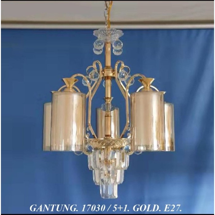 lampu gantung minimalis 17030 / 5+1 Gold