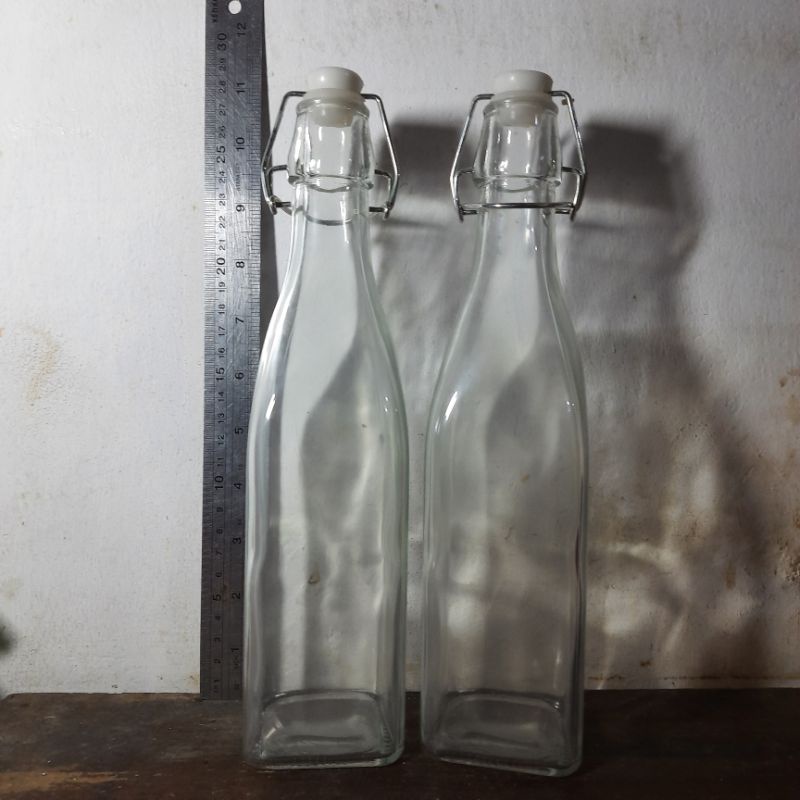 KORKEN Kotak botol kaca 500ml dengan stopper tutup kawat kedap
