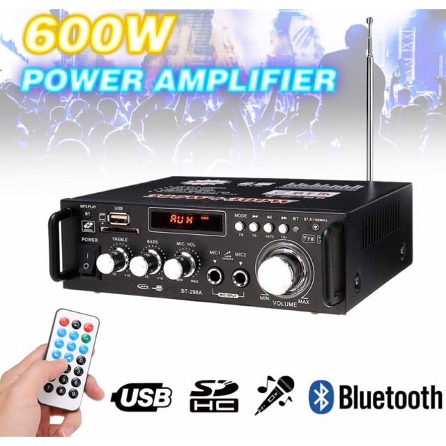 MPo watt ampli speaker Bluetooth EQ Audio Amplifier Karaoke Home Theater FM Radio Junejour  BT-298A