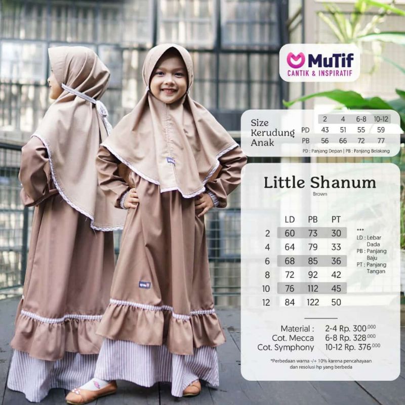 Gamis Anak perempuan mutif little shanum