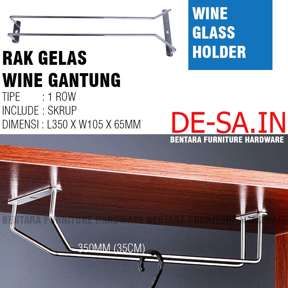 1 Baris Rak Gelas Gantung - 1 Row Wine Glass Hanger