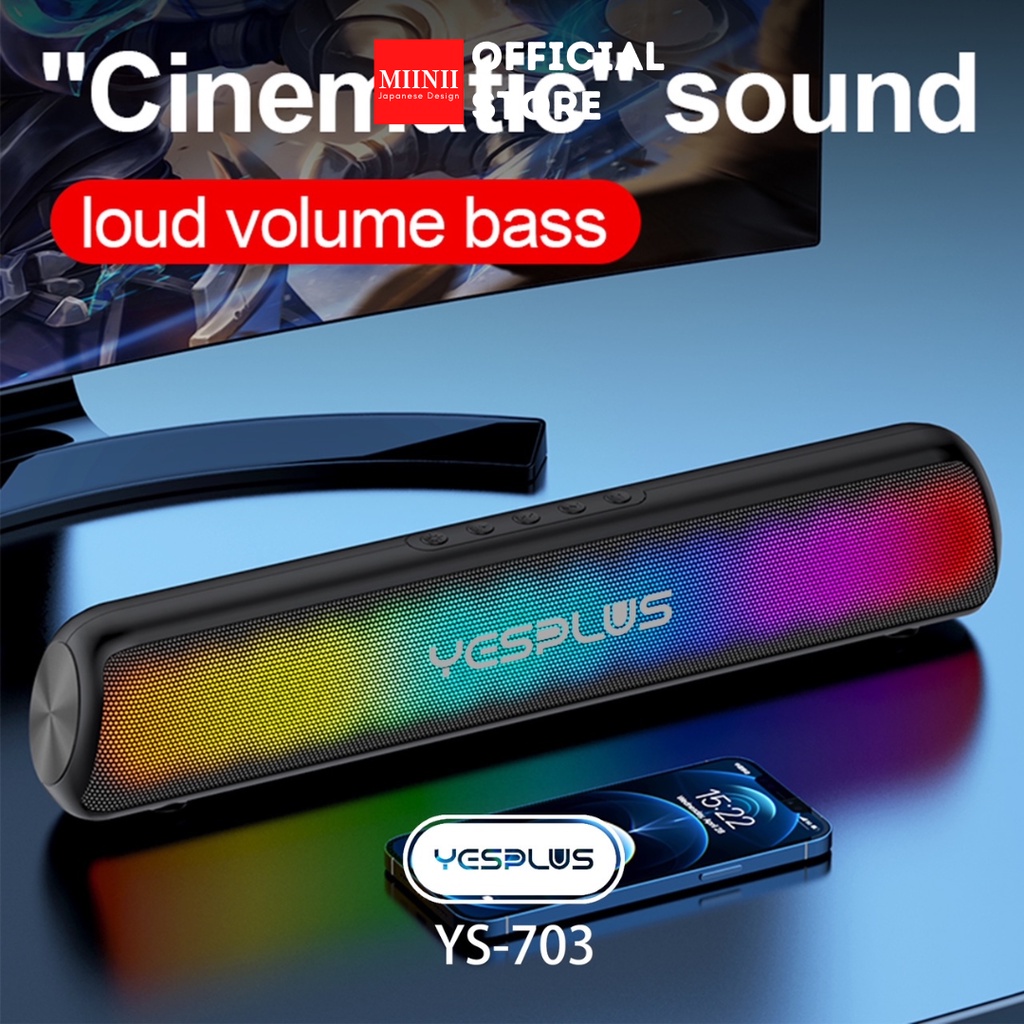 MIINII Speaker Bluetooth YS-703 Soundbar RGB LED Light For Hanphone/Computer/PC/Laptop/Super Bass