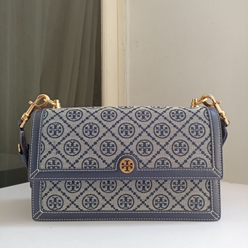 TAS WANITA TORY BURCH T MONOGRAM JACQUARD SHOULDER BAG