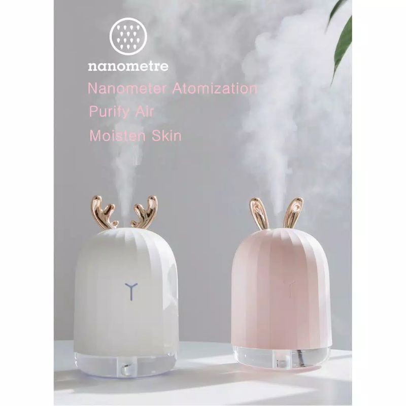 Humidifier Diffuser 3Life Aromatherapy Pelembab Udara Deer Design 220ml Pelembab Udara Pink Grab