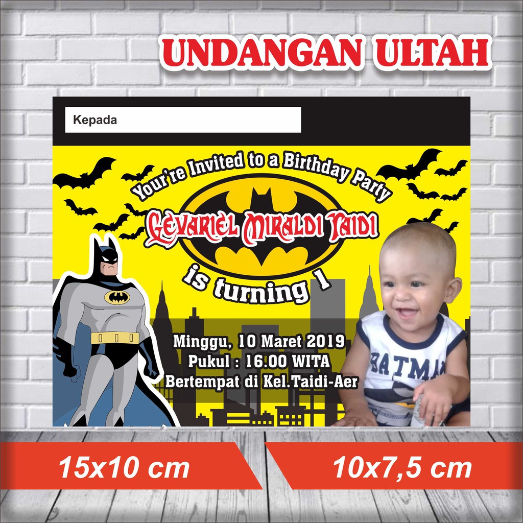 Undangan Unik / Undangan Cantik / Undangan Ultah / Undangan Ulang Tahun Tema Batman