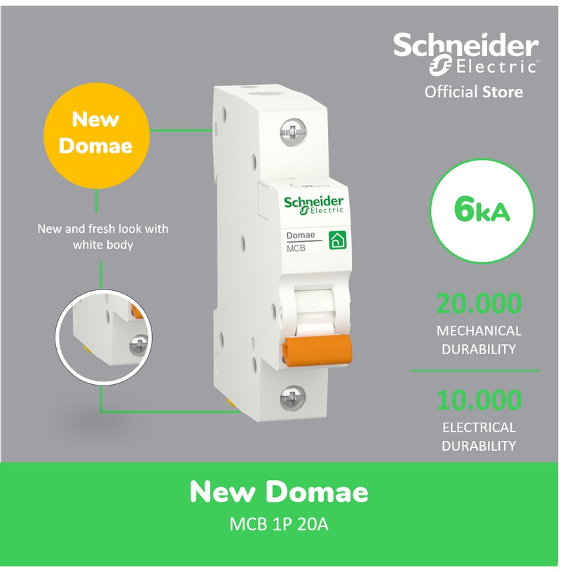 Schneider Electric NEW DOMAE MCB 20A 1P - DOMF01120