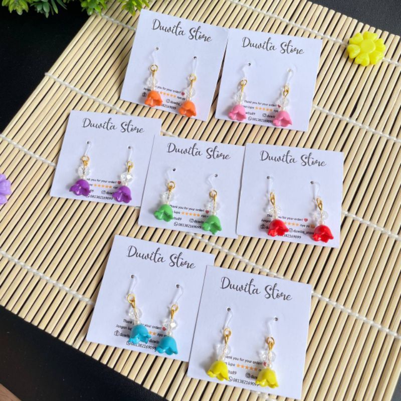 HANDMADE ANTING ANAK/DEWASA KAITAN PLASTIK MOTIF TULIP