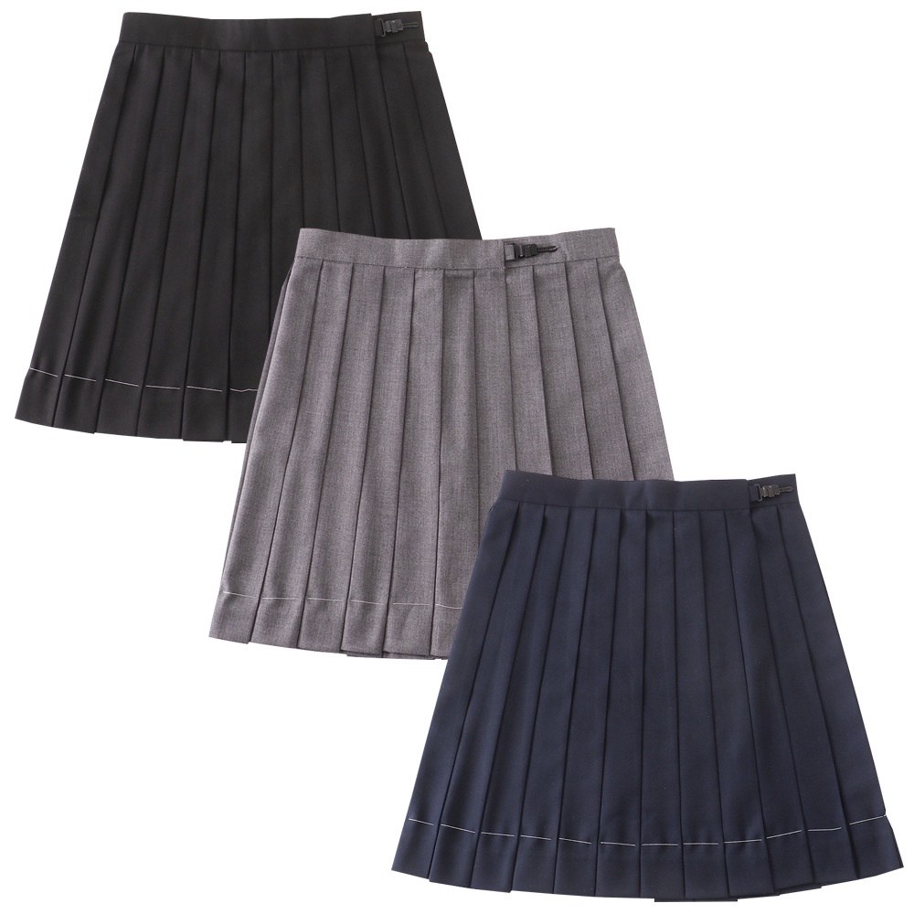 JK Seragam Warna Solid Pleated Skirt Ortodoks Rok Siswa Pinggang Tinggi Jepang Pendek Rok Panjang Ma