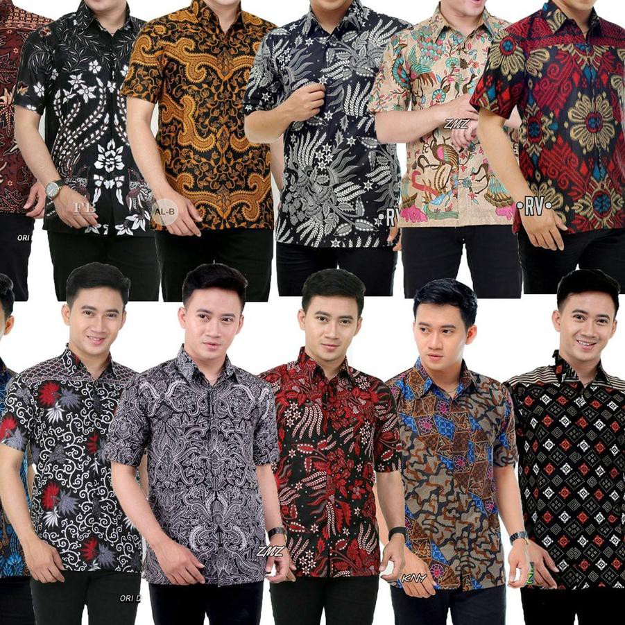 ✤ Online Shop ✤ 022 Zahira Batik HRB026 Kenongo Hem Kemeja Batik Pria Lengan Pendek  Katun Primis Ha