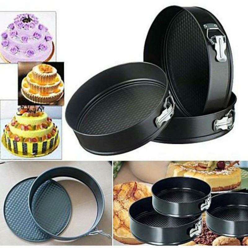 CETAKAN ROTI 3 SET TEFLON ANTI LENGKET - KUE TEFLON 3 PCS SET CAKE PAN