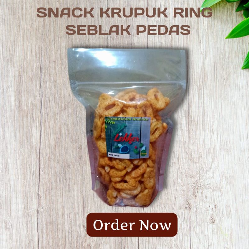 

Cemilan Krupuk Ring Seblak pedas Snack Lekker