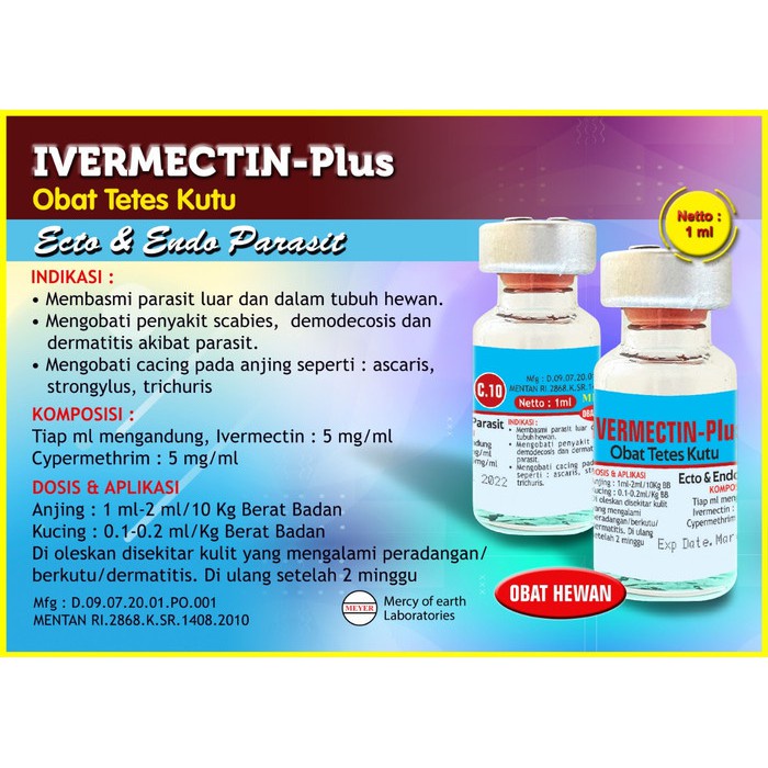 Ivermectin Plus Drop 1 ML - obat tetes kutu hewan - PSID21