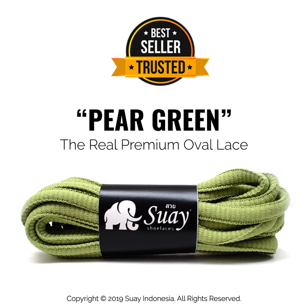 Tali Sepatu Bulat Hijau Kukus (Oval) Premium Shoelace Pear Green Surabaya