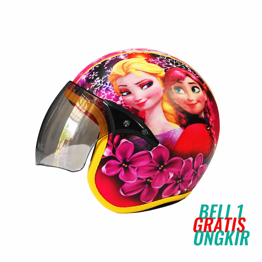 Helm Anak Standart Kaca Half Face Scoopy Original Karakter Frozen