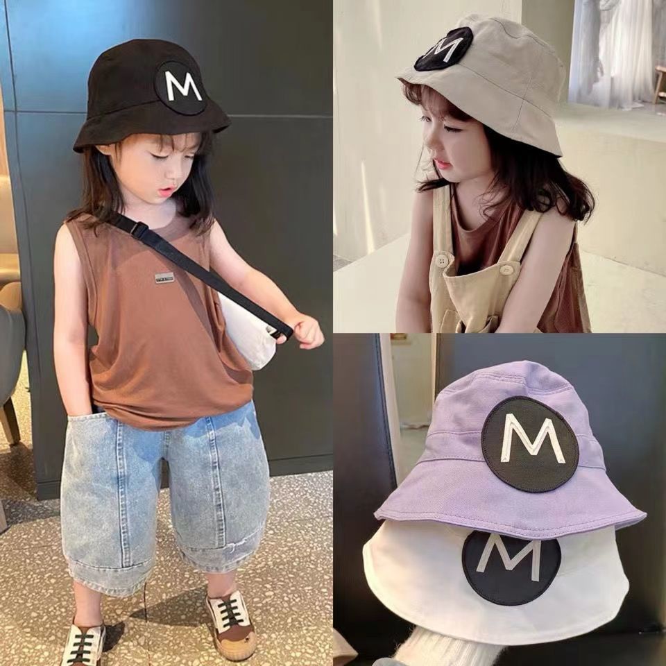 Topi Nelayan Motif Tulisan M Gaya Korea Untuk Bayi Laki-Laki Dan Perempuan