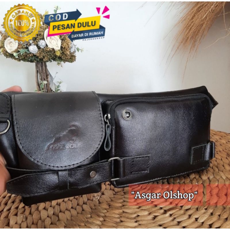 Tas pinggang kulit pria tas pinggang kulit asli pria tas kulit murah tas pinggang kulit garut sukare