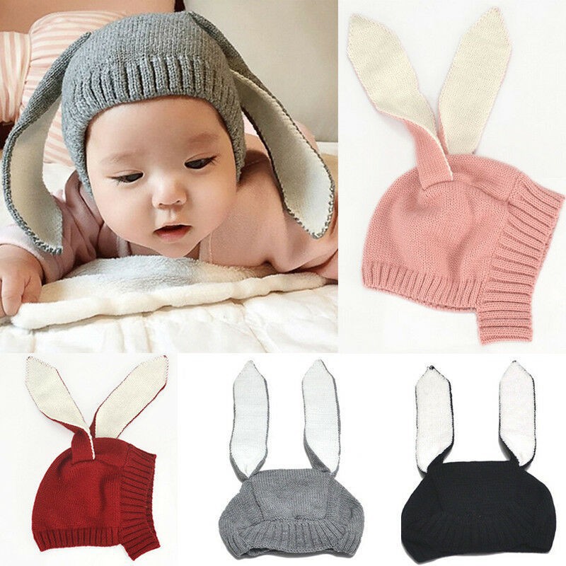 Topi Kupluk Anak Import Telinga Kelinci - Kupluk Bayi Telinga Kelinci -Kupluk Rajut Bayi Anak SALE