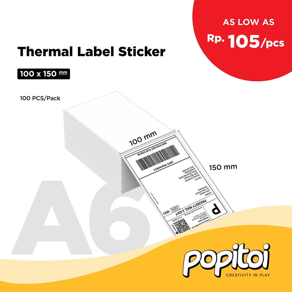 Thermal Label Sticker 100x150 100 lbr Stiker Kirim Online Shop A6 100 x 150 Termal Barcode Resi