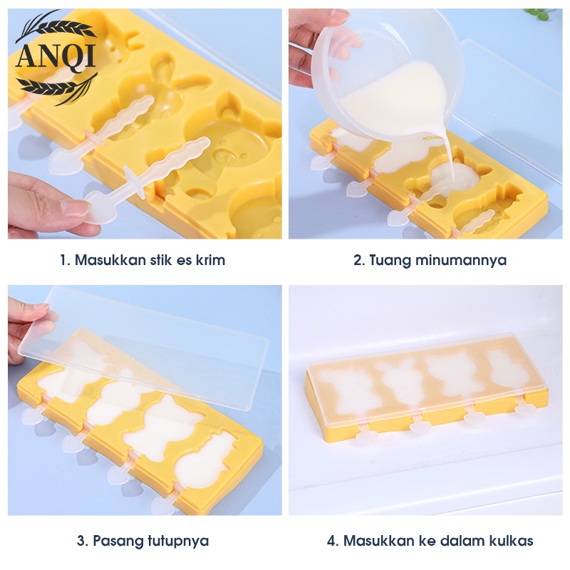 ANQI 1888 Cetakan Es Krim Coklat Cetakan Ice Cream Pudding Jelly Bahan Silikon Dengan VS-99