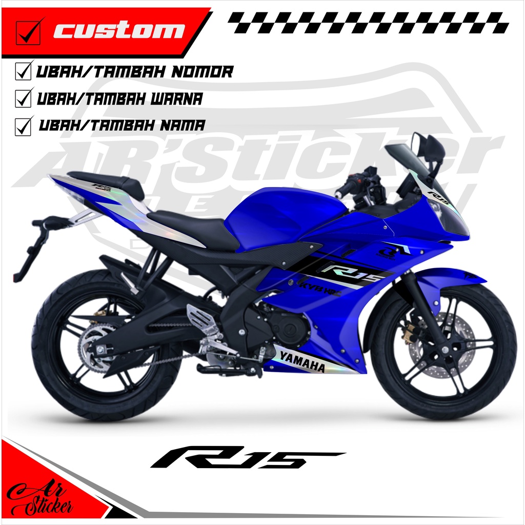 Decal Sticker Full Body Yamaha R15 V1&V2 Hologram Pelangi, Chrome - Decal stiker Motor R15 V1&V2 - D