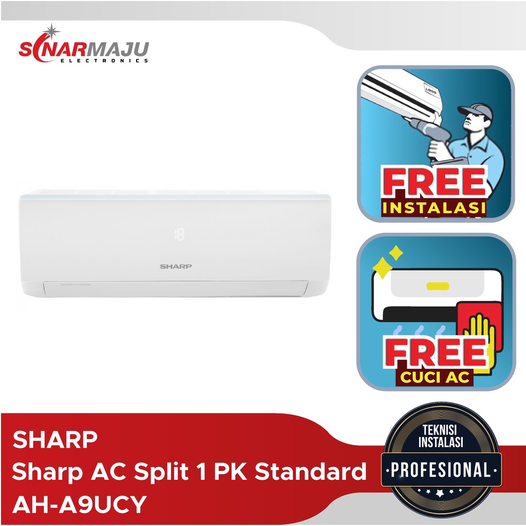 AC Standard Sharp 1 PK AH-A09UCY /AH-A9UCY Free Instalasi + Cuci AC