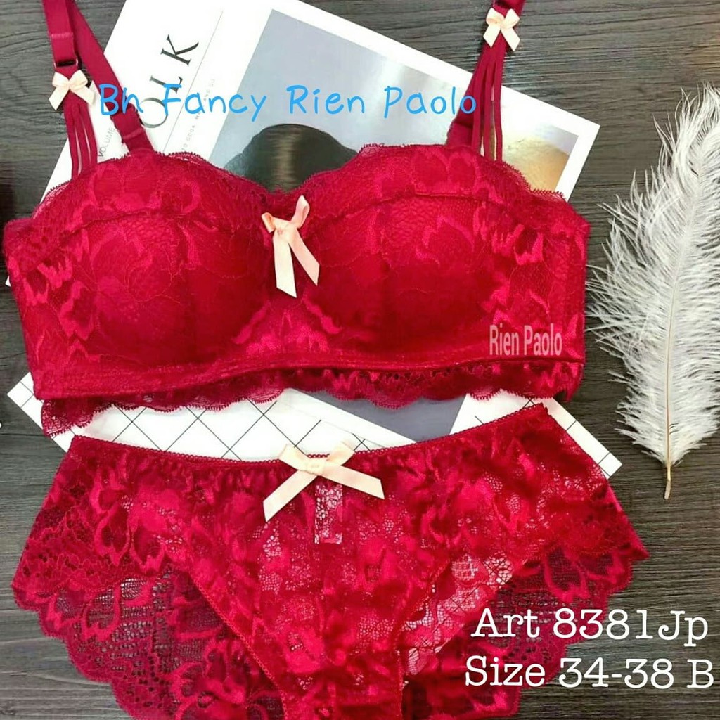 Set Bra BH Celana Dalam CD Tanpa Kawat Motif Bunga Rien Paolo 8381
