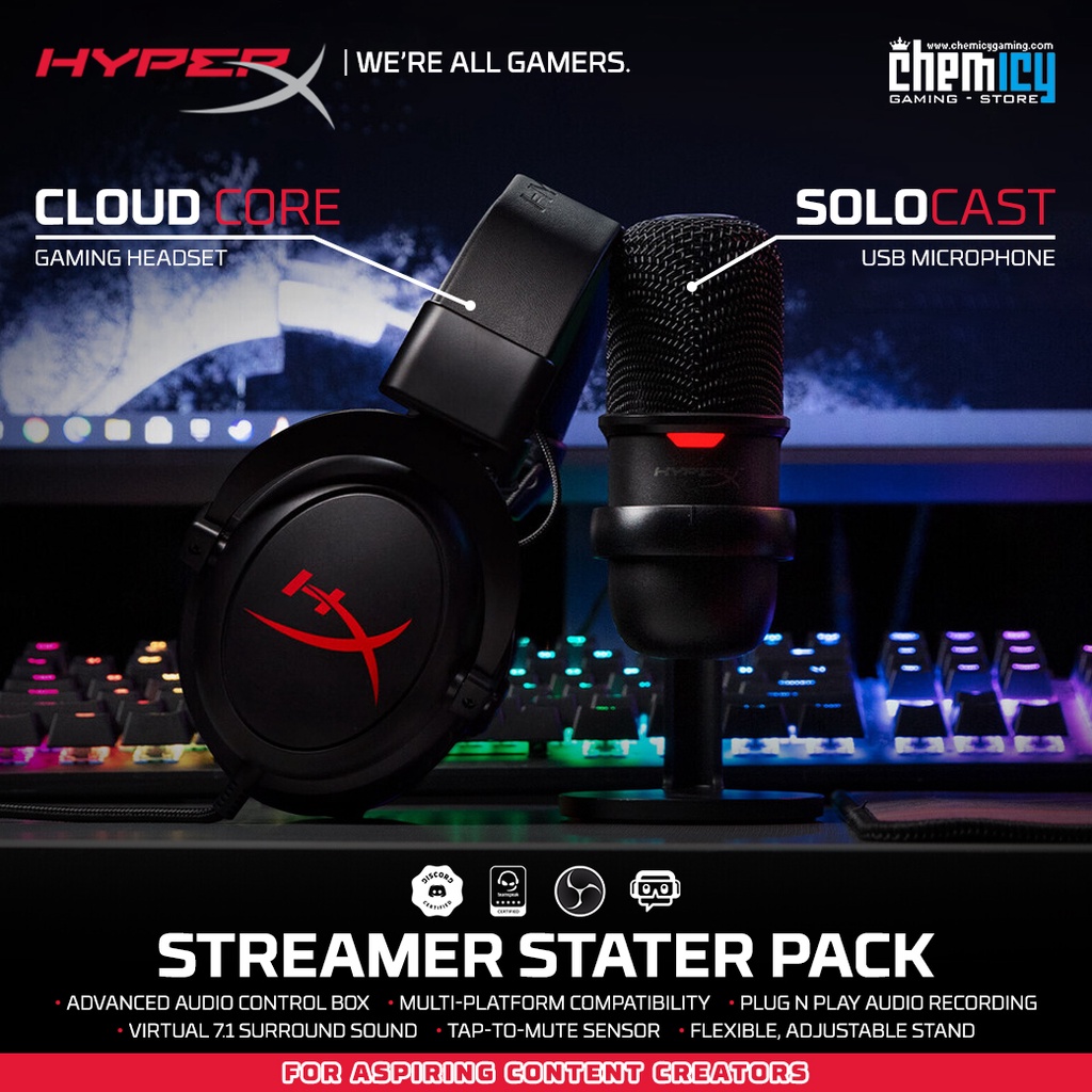 HyperX Streamer Starter Pack Gaming Headset and USB Microphone